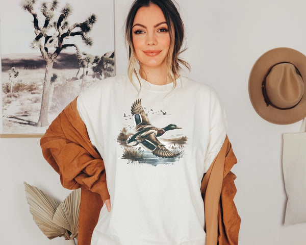 Vintage Mallard Wilderness Graphic Tee Duck Shirt Heather Natural
