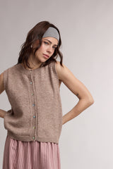 Sleeveless Sweater Cardi Vest Oatmeal