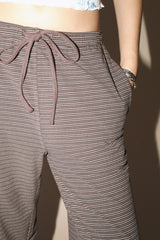 Striped Drawstring Lounge Pants Chocolate