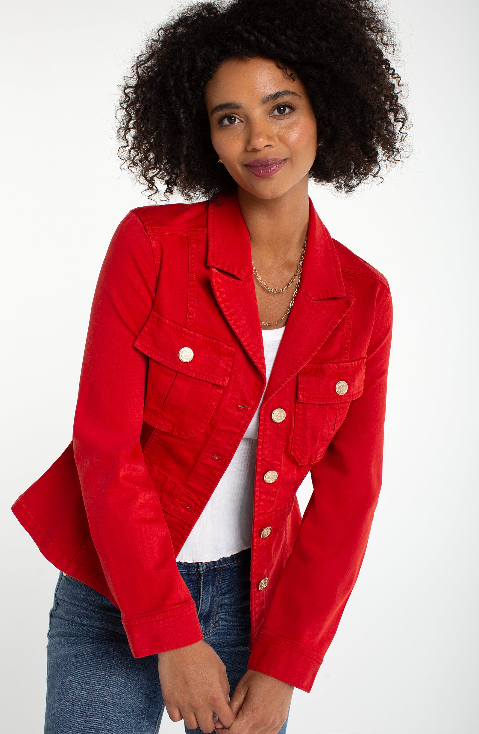 Tab Detail Peplum Jacket Fire Brick