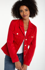 Tab Detail Peplum Jacket Fire Brick