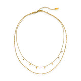 Water Resistant Double Layer Diamond Charms Necklace