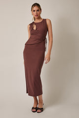 Side Shoulder Ties Wrap Maxi Dress Coco