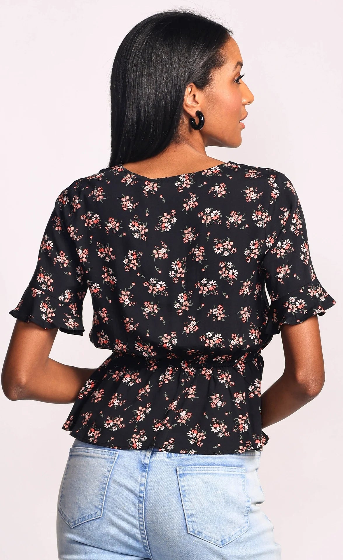 In Bloom Vneck Top Black