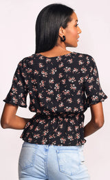 In Bloom Vneck Top Black