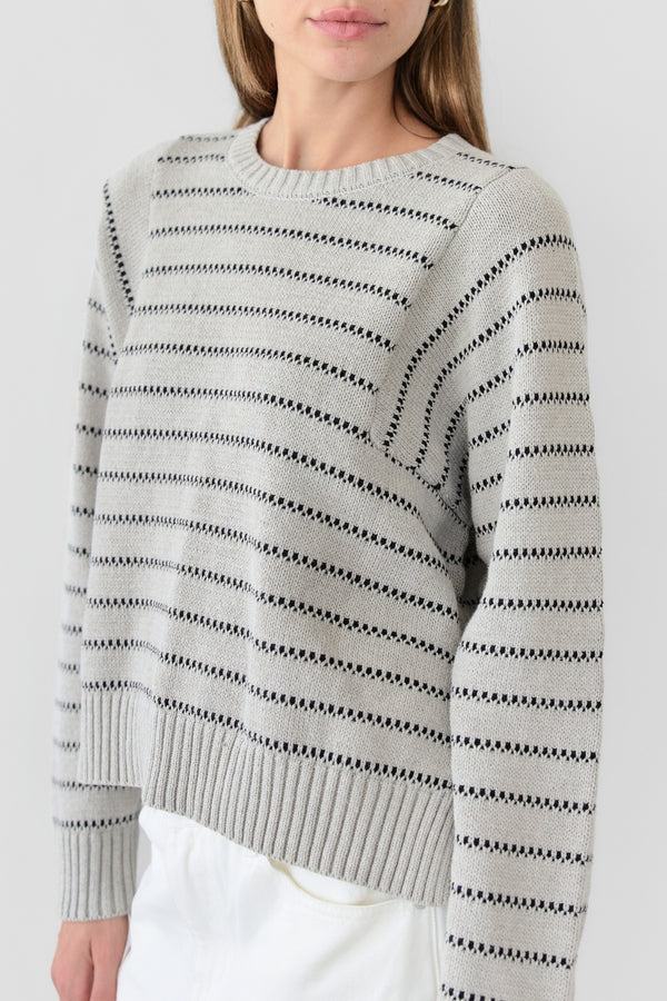 Xanthe Stripe Sweater Heather Grey + Black