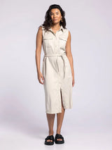 Ivy Sleeveless Belted Dress Seashell