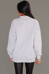 Reversible Naughty/Nice Mock Neck Sweatshirt Grey