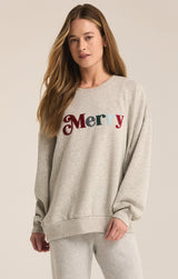 Merry Fleece Crew Neck Sweatshirt Light Heather Grey
