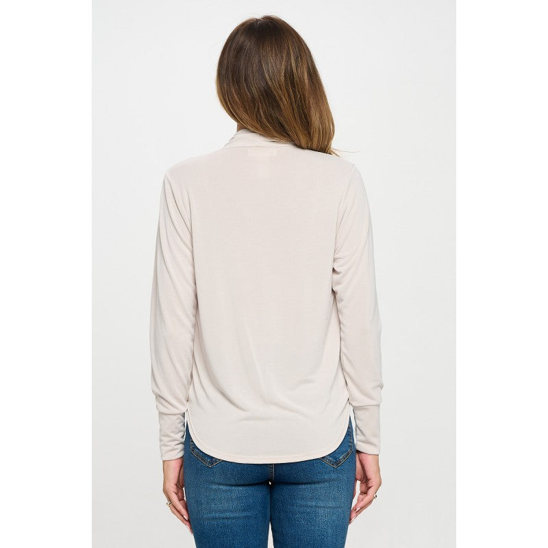 Cupro Surplice Long Sleeve Top Vanilla
