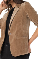 Fitted Notch Collar Printed Blazer Harvest Khaki