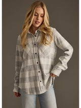 Plaid Button Up Shirt Light Gray + White