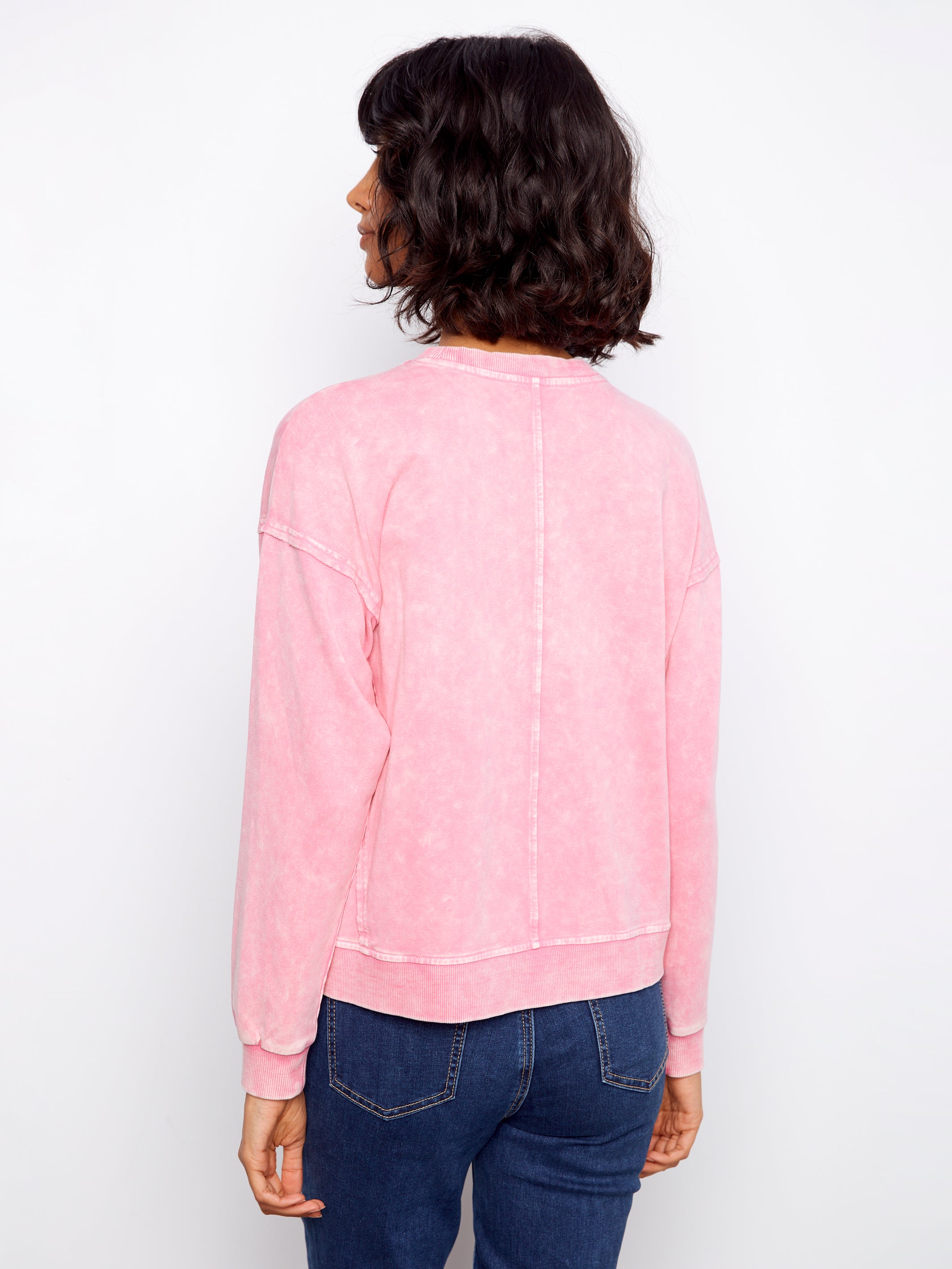 Flower Applique Long Sleeve Top Candy
