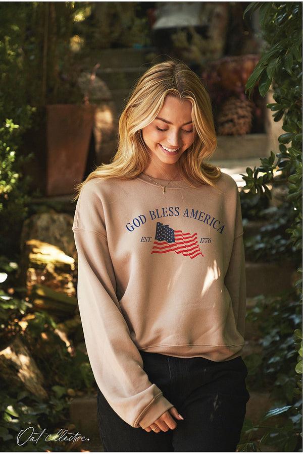 God Bless America Est. 1776 Mid Boxy Sweatshirt
