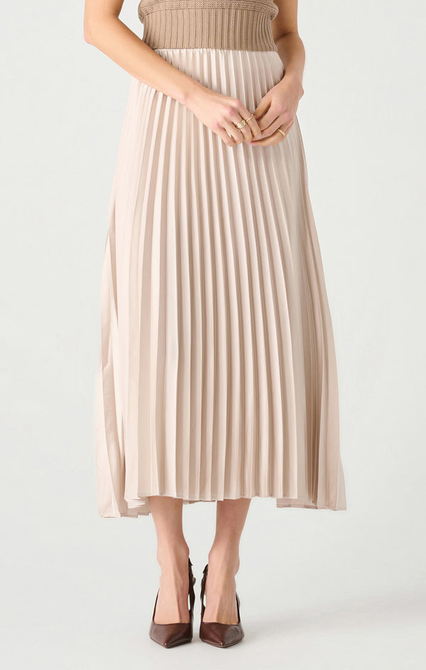 Pull On Pleated Maxi Skirt Champagne