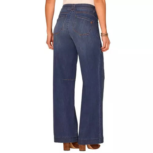 Ab Solution Skyrise Double Side Seam Wide Leg Jeans Blue