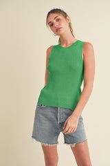 Jadine Knit Ribbed Tank Green