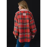 Sherpa Details Plaid Jacket Red, Tan + Pink