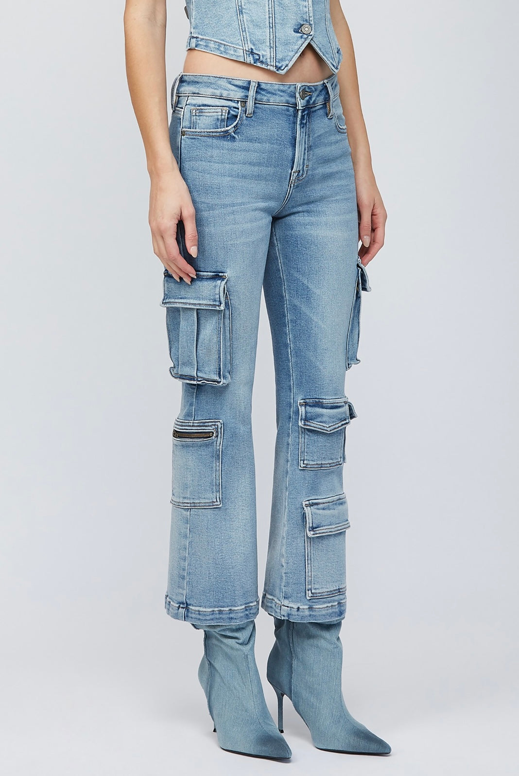 27" Inseam Cargo Flare Medium Blue