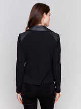 Vintage Leather Rib Knit Combo Perfecto Jacket Black