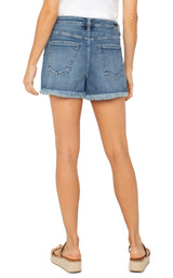 Christine High Rise Exposed Button Fray Hem Shorts Belford