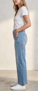 Charlotte High Rise Raw Hem Wide Leg Jeans Artisan