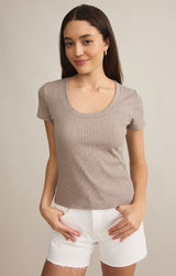 Sirena Short Sleeve Tee Heather Taupe
