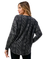 Dolman Zipper Top Black Cable Print