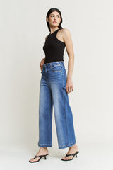 Super High Wide Cropped Utility Jeans Mariner