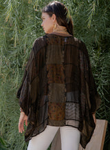 Statement Sleeve Shrug Kimono With Vintage Patches Amber