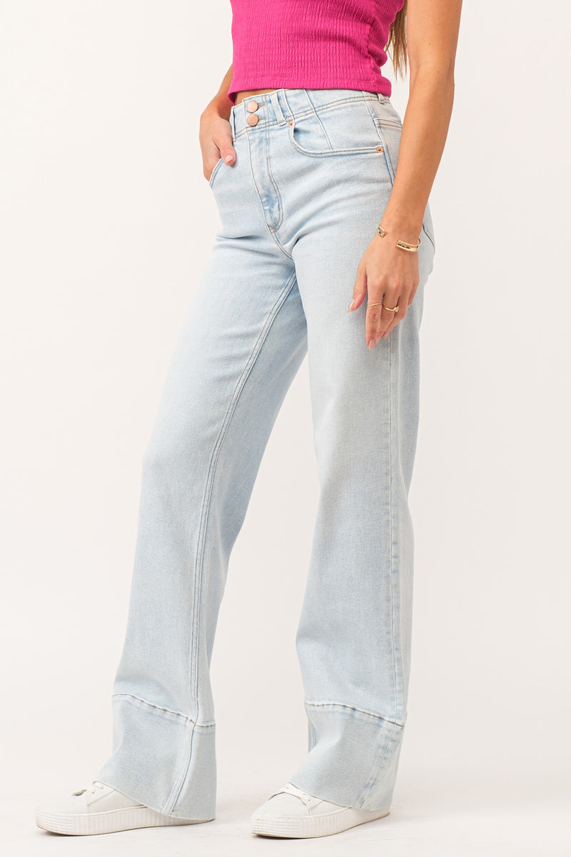 Holly Super High Rise Hem Seam Detail Jeans Seaside