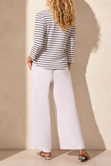 3/4 Sleeve Henley Top White