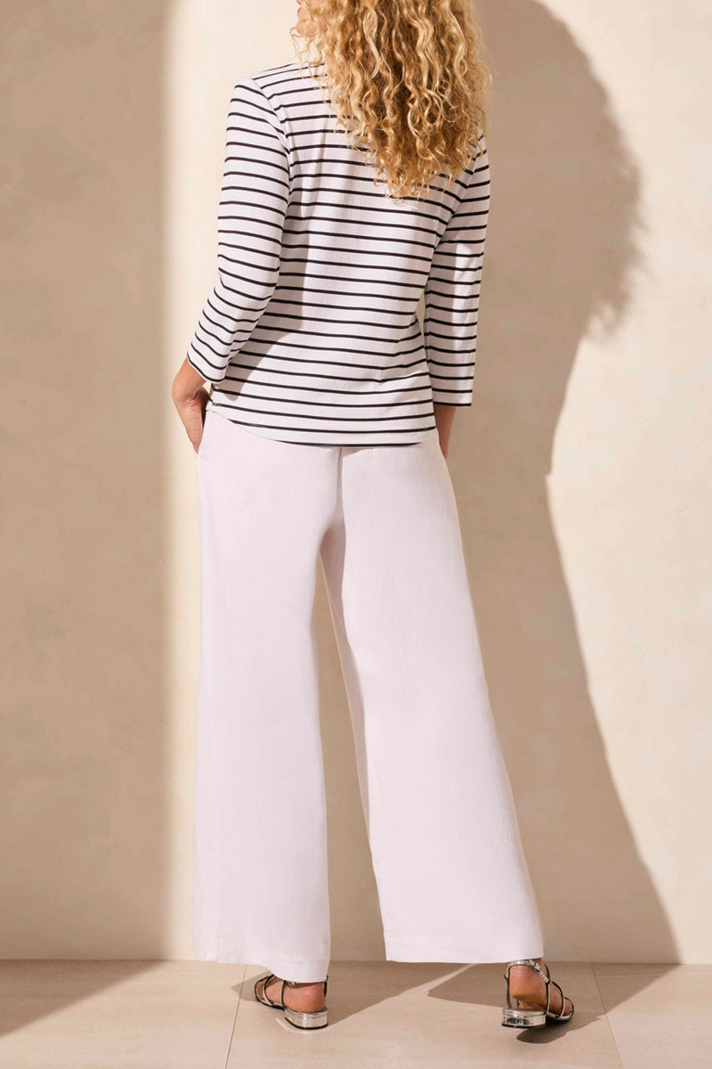 3/4 Sleeve Henley Top White