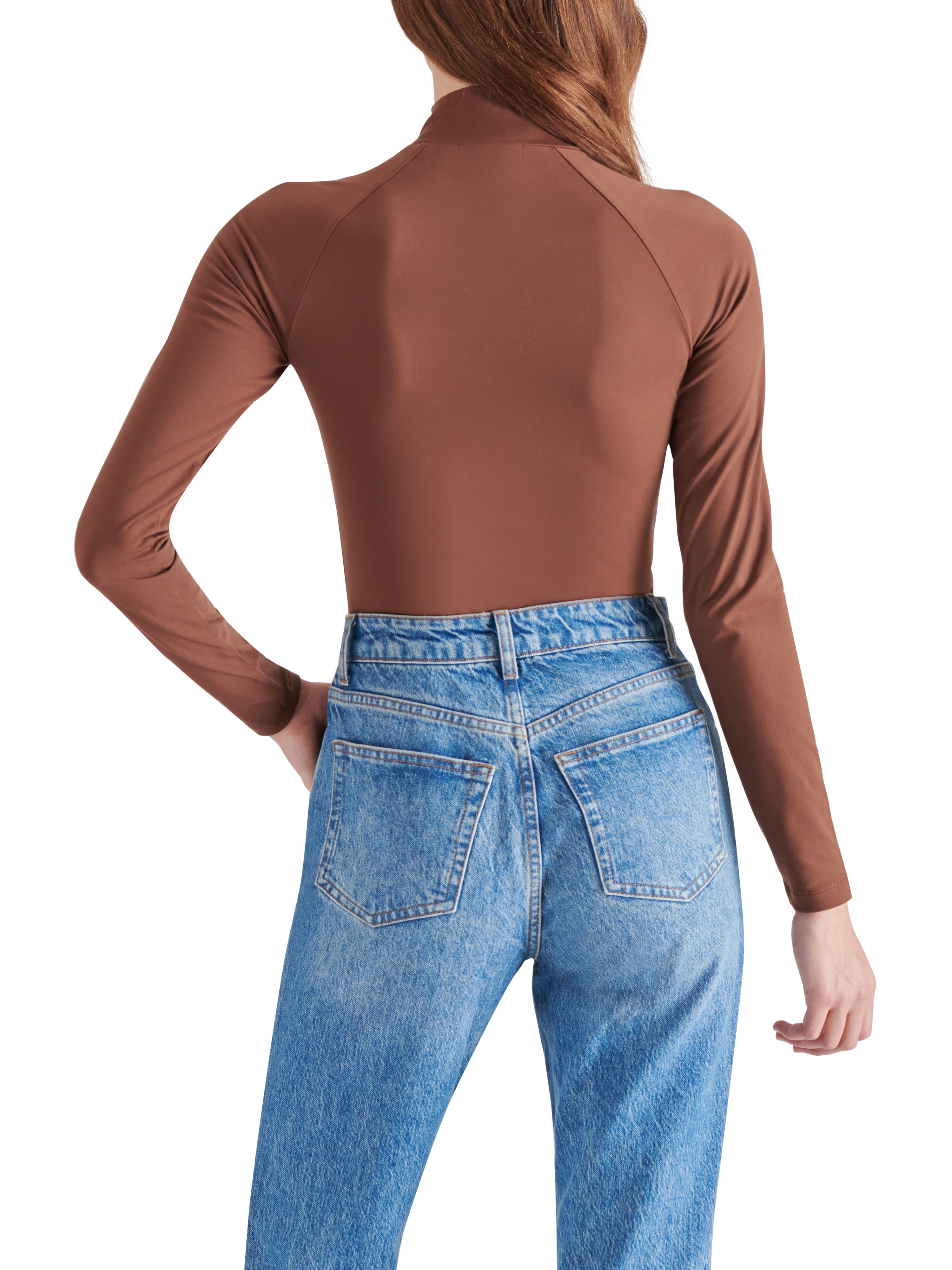 Nelle Mock Neck Long Sleeve Bodysuit Chestnut