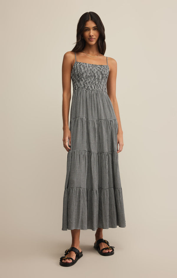 Balos Gingham Maxi Dress Black
