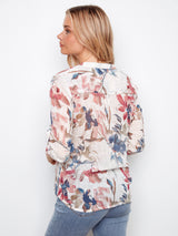Printed Half Button Cotton Gauze Blouse Artist