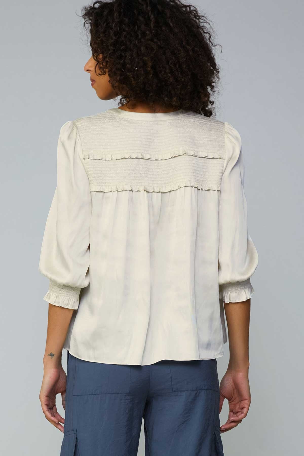Mini Smocking Detail Top Ecru