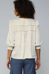 Mini Smocking Detail Top Ecru