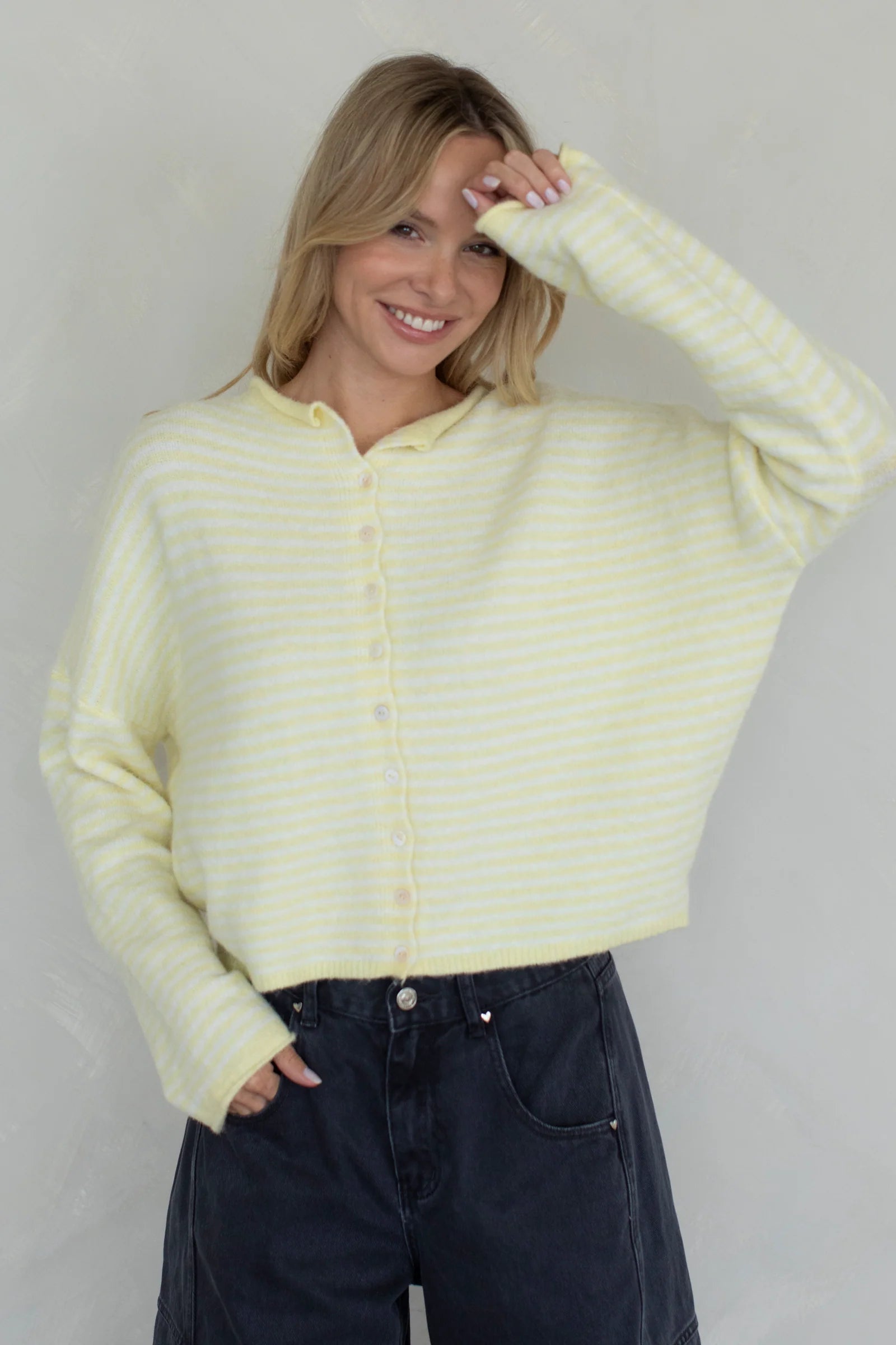 Mini Stripe Piper Cardigan Butter