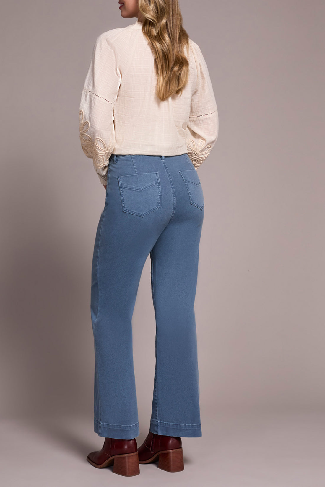 Fly Front 5 Pocket Straight Leg Pants Slate Blue