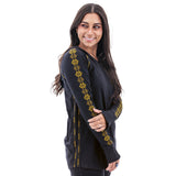 Lexi Embroidered Detail Hoodie Top Peacoat