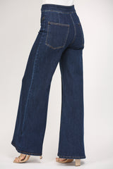 Wide Leg Triple Stripe Detail Jeans Dark Denim
