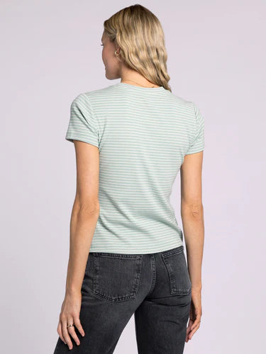 Annie Ribbed Tee Teal Cream