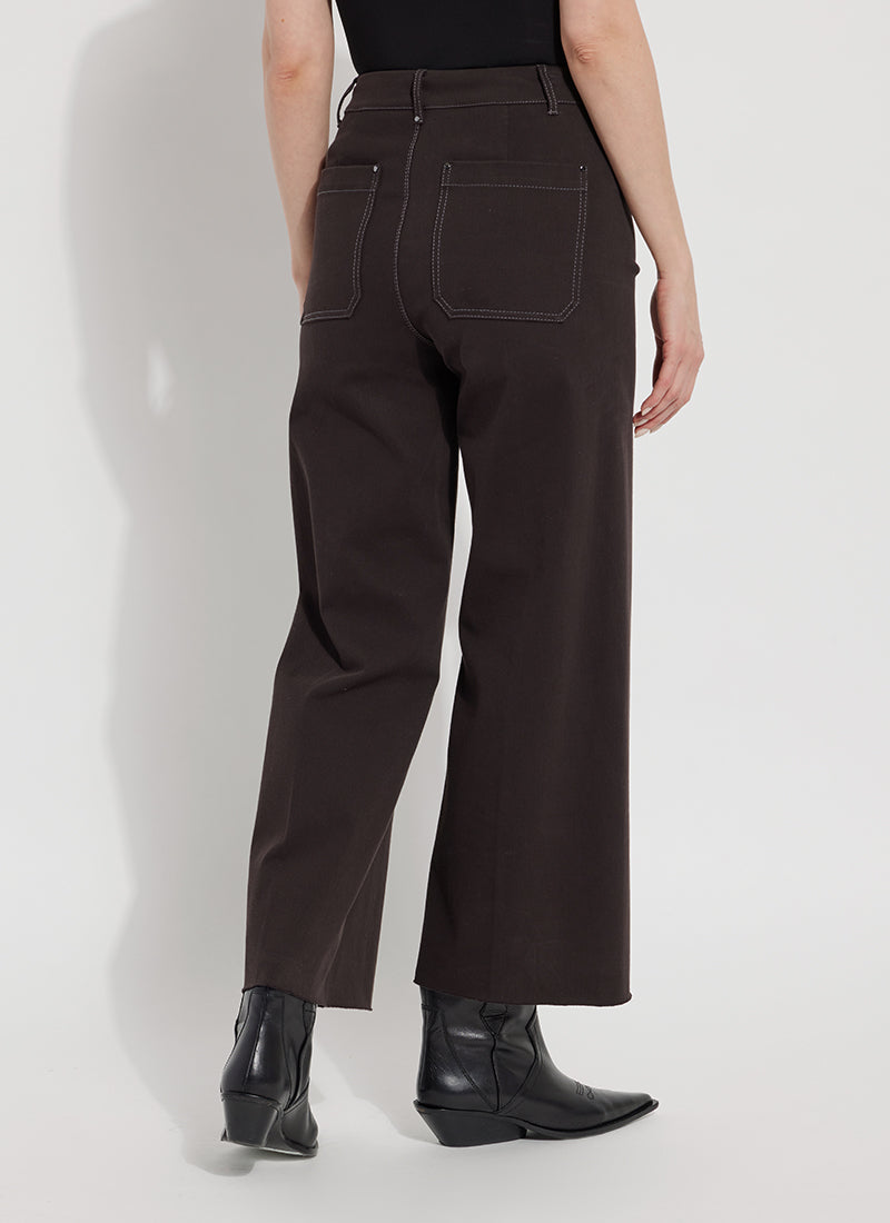 Erin High Waist Wide Leg Denim Pants Double Espresso