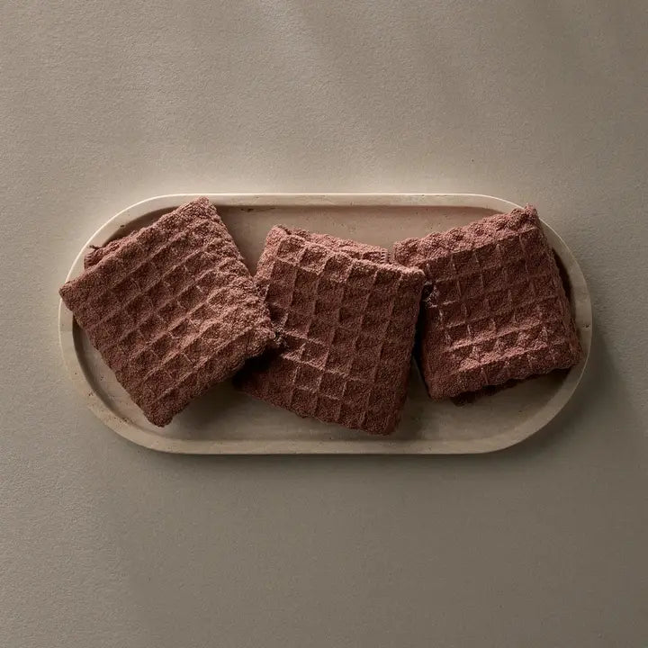 Geometry Waffle Washcloth Set Dusty Rose