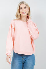 Rounded Hem Pullover Sweater Heather Soft Coral