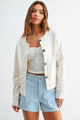 Collarless Barrel Jacket Off White