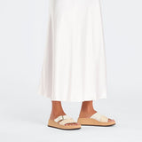 Almina Raffia Leather Sandals Natural + White
