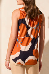 Smocked Neckline Printed Tank Carrot