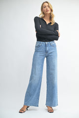 Stretchy Wide Leg Jeans Medium Denim